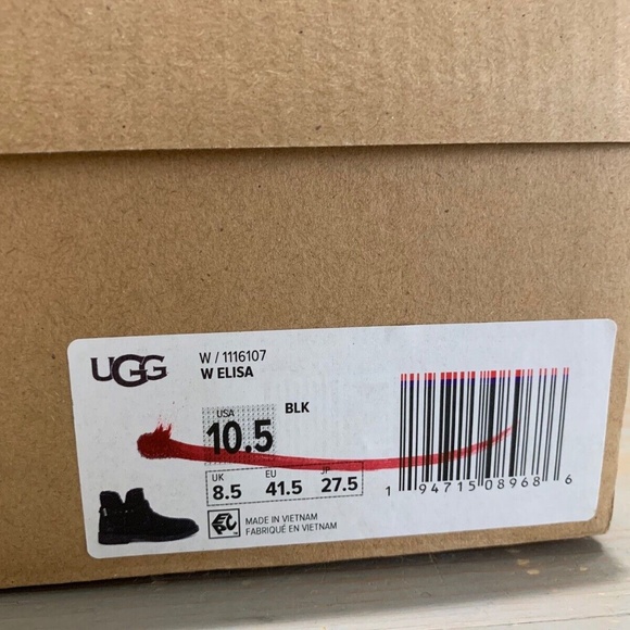 ugg Elisa black suede ankle boot us 10.5 nib - Picture 7 of 7